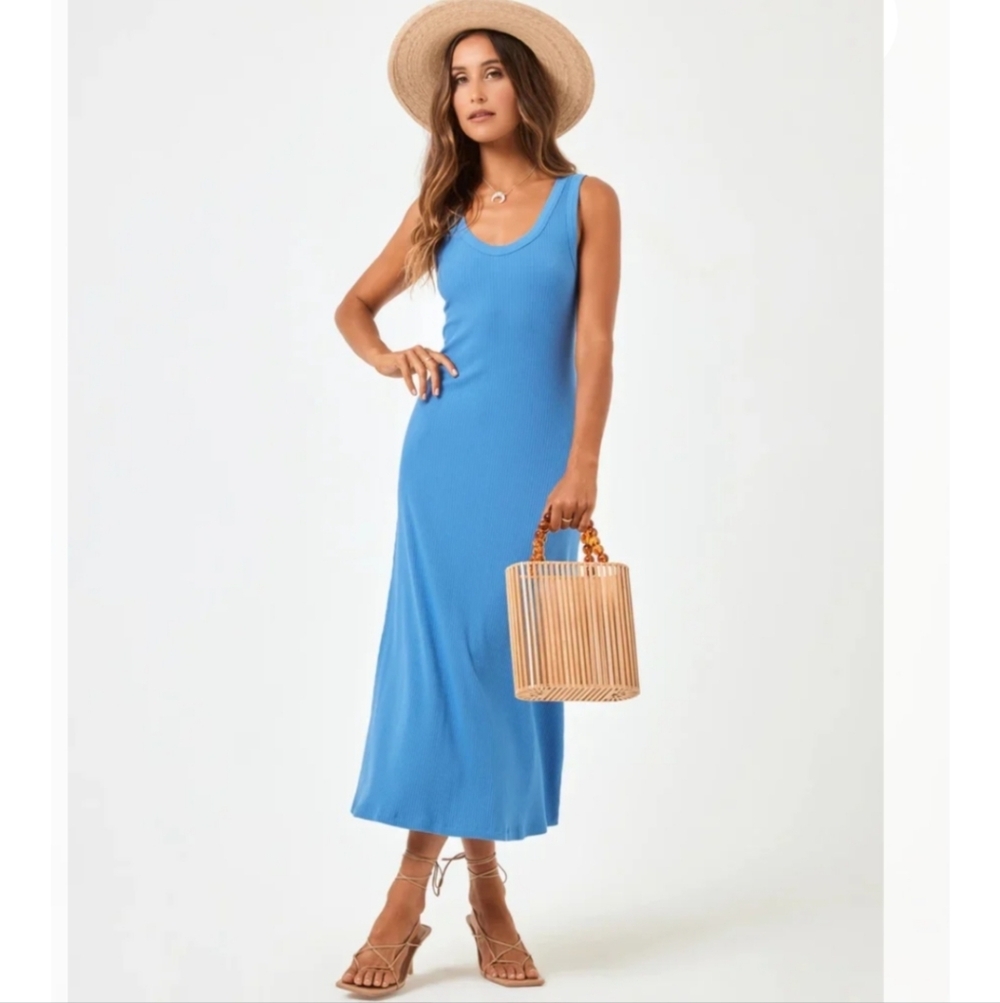 l*space Sleeveless Midi Tank Dress in Sky Blue